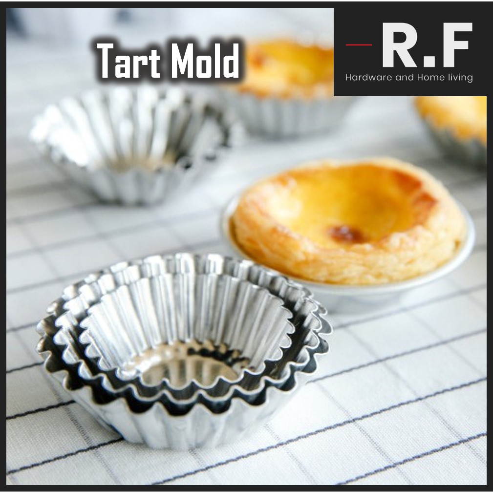 Reusable Acuan Tart Kek Aluminium Egg Tart Mould Hard Shell Cupcake Cookie Mold Cheese Tart Mould Baking Bakeware