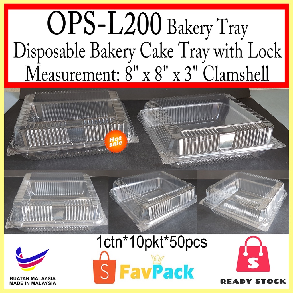 OPSL200 (BENXON) 8" Square Butter Cake Box / Disposable Bakery Clear