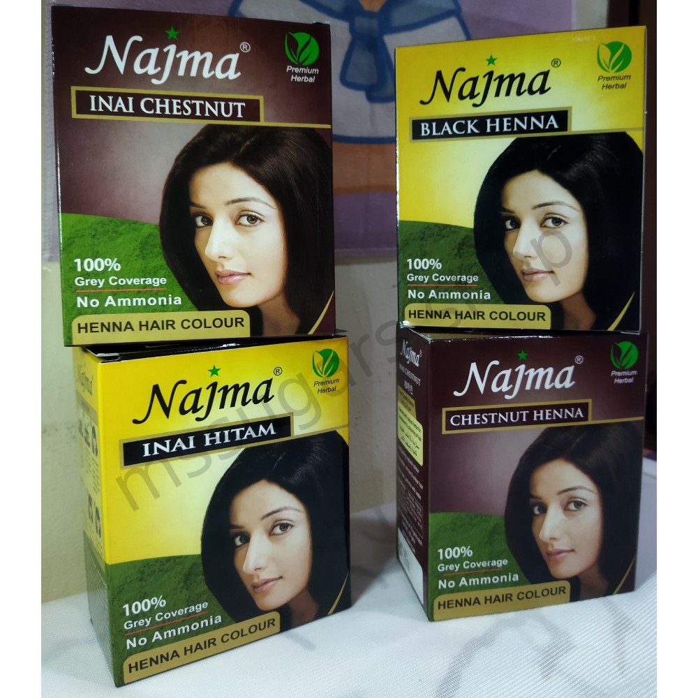 INAI NAJMA BLACK INAI HITAM PREMIUM HERBAL HENNA HAIR COLOR NO AMMONIA