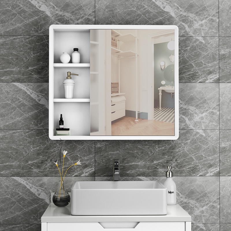 YDD oak bathroom mirror wall hung toilet mirror with shelf