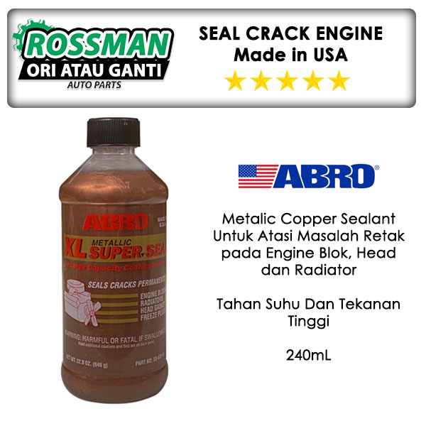Original Abro Super Seal 240mL Metallic Liquid Copper Glass Engine