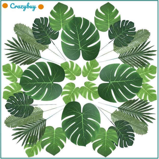 60pcs Lifelike Palm Leaves Green Beach Themed Decoration for Office Party
