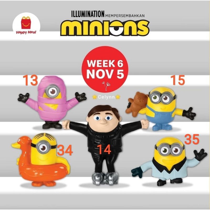 Ready Stock Week 1 2 3 4 5 6 Minions Mekdi Mcdonalds Mcd Mcdonald S Happy Meal Toy Minions The Rise Of Gru 麦当劳小黄人 Shopee Malaysia