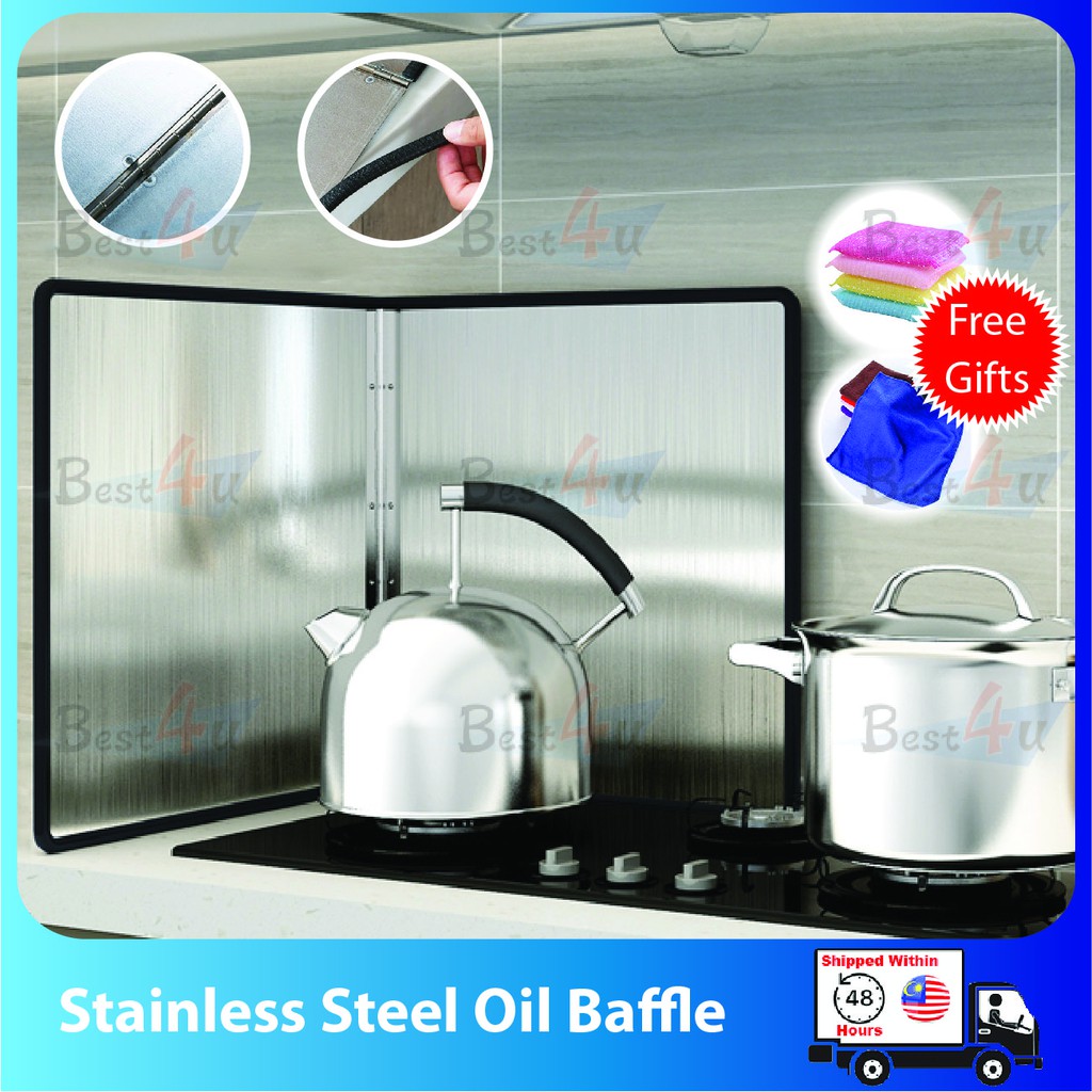 BEST4U Removable Stainless Steel Oil Baffle Foldable Kitchen Oil