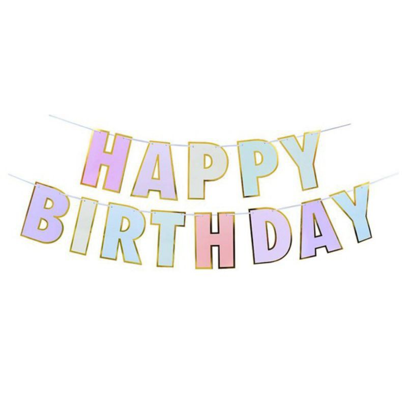 Happy Birthday Letter Banner | Colourful with Gold Border | Banner ...