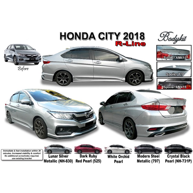 Honda City 2017 2018 2019 Gm6 Fl R Line Rline Bodykit Body Kit Front Side Rear Skirt Lip Exhaust Airmaster Am Air Master Shopee Malaysia