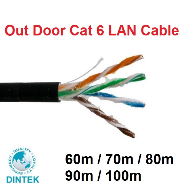 Dintek Out Door Cat6 Lan Cable With Jelly Filled - 60m   70m   80m 