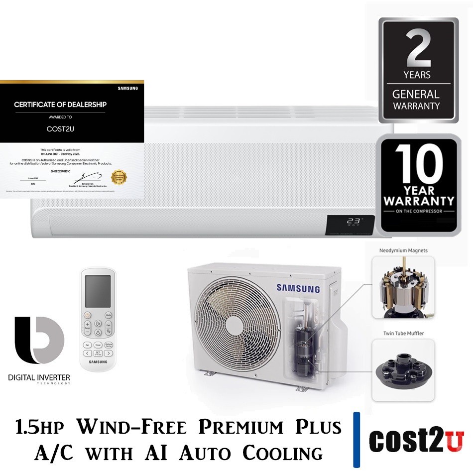 Model 2020 Samsung 1 5hp Wind Free Premium Plus Air Cond With Ai Auto Cooling Ar13tyeajwknme Air Conditioning Shopee Malaysia