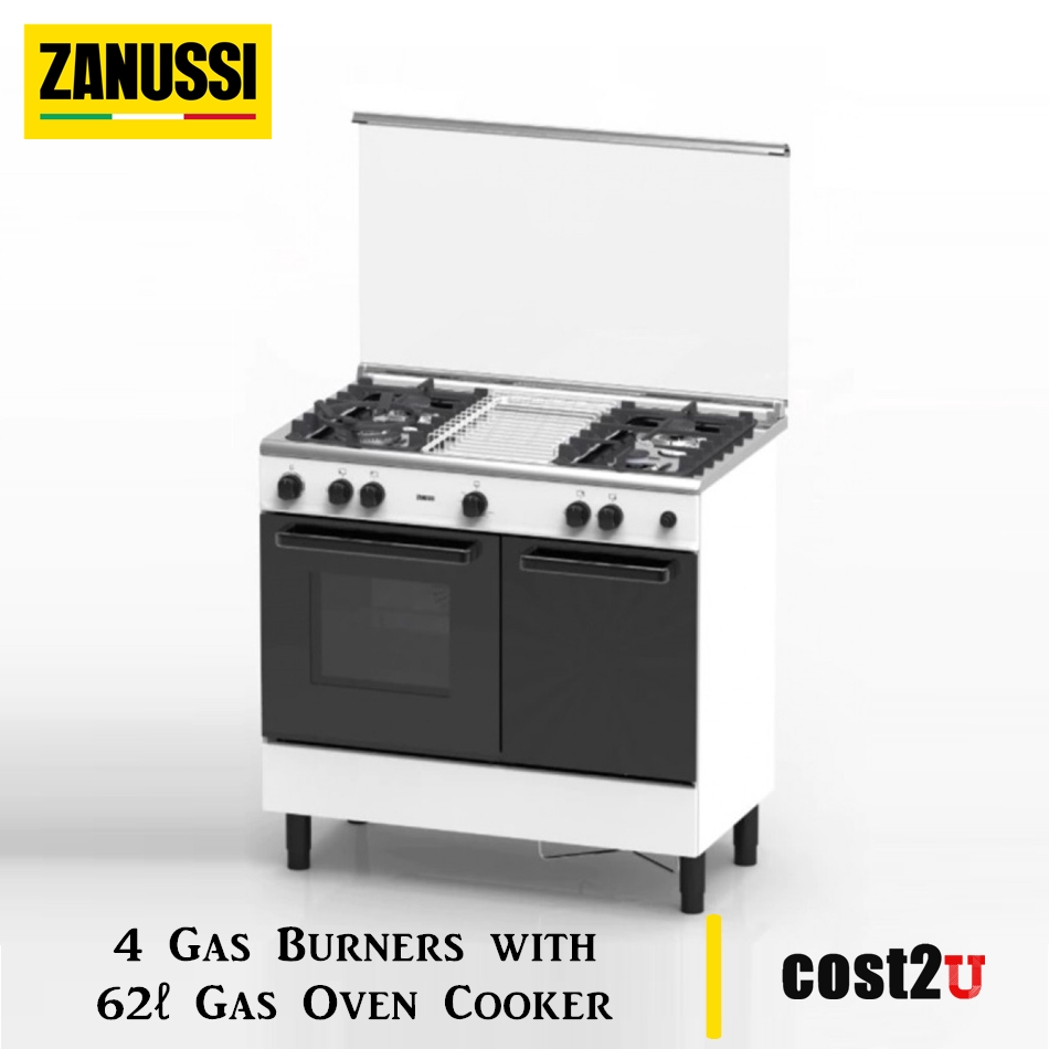 Zanussi 4 Gas Burners Freestanding Gas Cooker With 62l Gas Oven Cooker Zcg940w Zcg940k Gas Cooker Dapur Ketuhar Shopee Malaysia