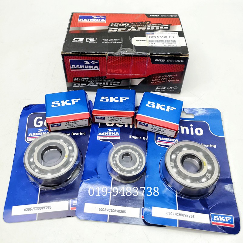 Engine Crankshaft Bearing Set Modenas Dinamik 100 Original SKF C3