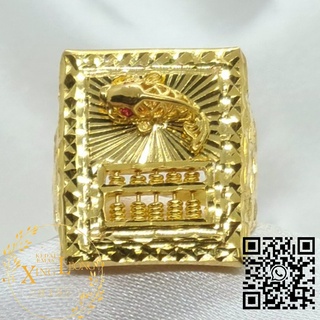 Xing Leong 916 Gold Fashion Men Abacus Fish Ring / Cincin Lelaki Sempoa