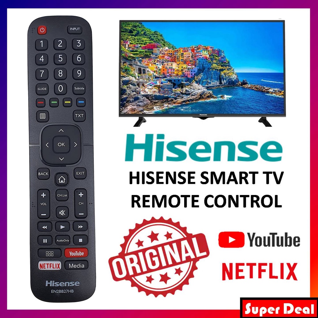 [ORIGINAL] HISENSE Flat Panel LED LCD Smart TV Remote Control Netflix ...