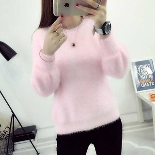 Knitwear Musim Luruh Musim Sejuk Korea Yang Tidak Menumpahkan Baju Longgar Bulu Kemeja Rajutan Kemeja Mohair Wanita Pullover Leher Bulat Tebal Shopee Malaysia