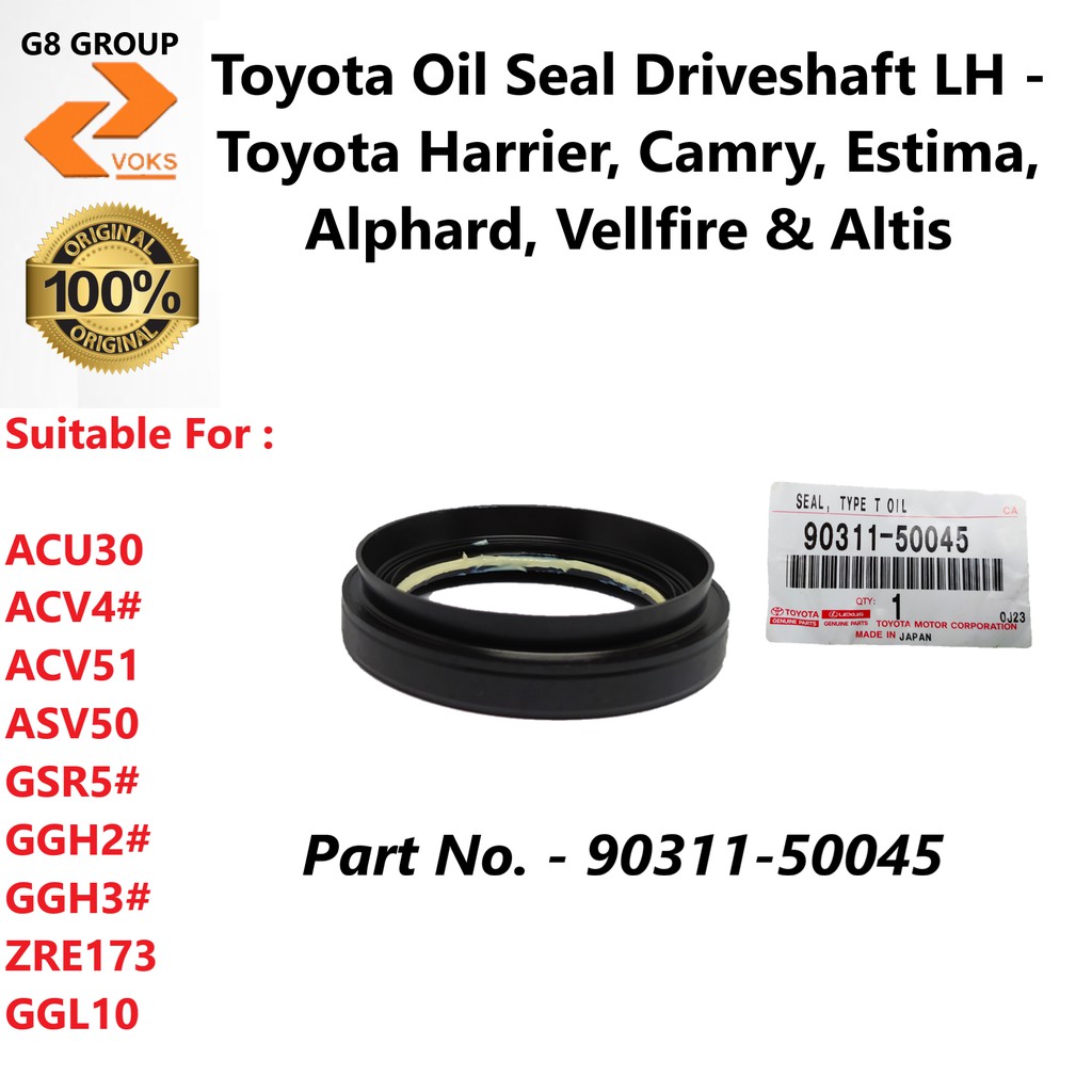 Toyota Oil Seal Driveshaft LH Toyota Harrier, Camry, Estima, Alphard