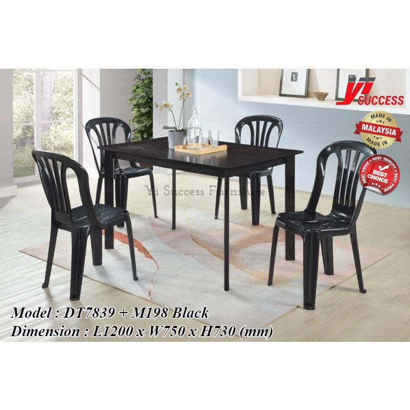 Yi Success Senzo Dining Table Set / Wooden Dining Table / Plastic Chair ( 4Seater ) / Simple