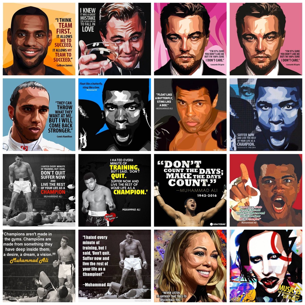 Fridge Magnet (LeBron James, Leonardo DiCaprio, Lewis Hamilton, M Ali, Mariah Carey, Marilyn Manson)