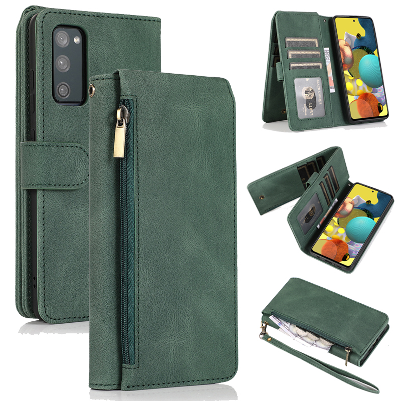 Zipper Casing Samsung Galaxy A72 A71 A52 A52S A51 A42 A32 A31 A21S 4G 5G Lanyard Flip Case Money Wallet Holder Card Slot Cover