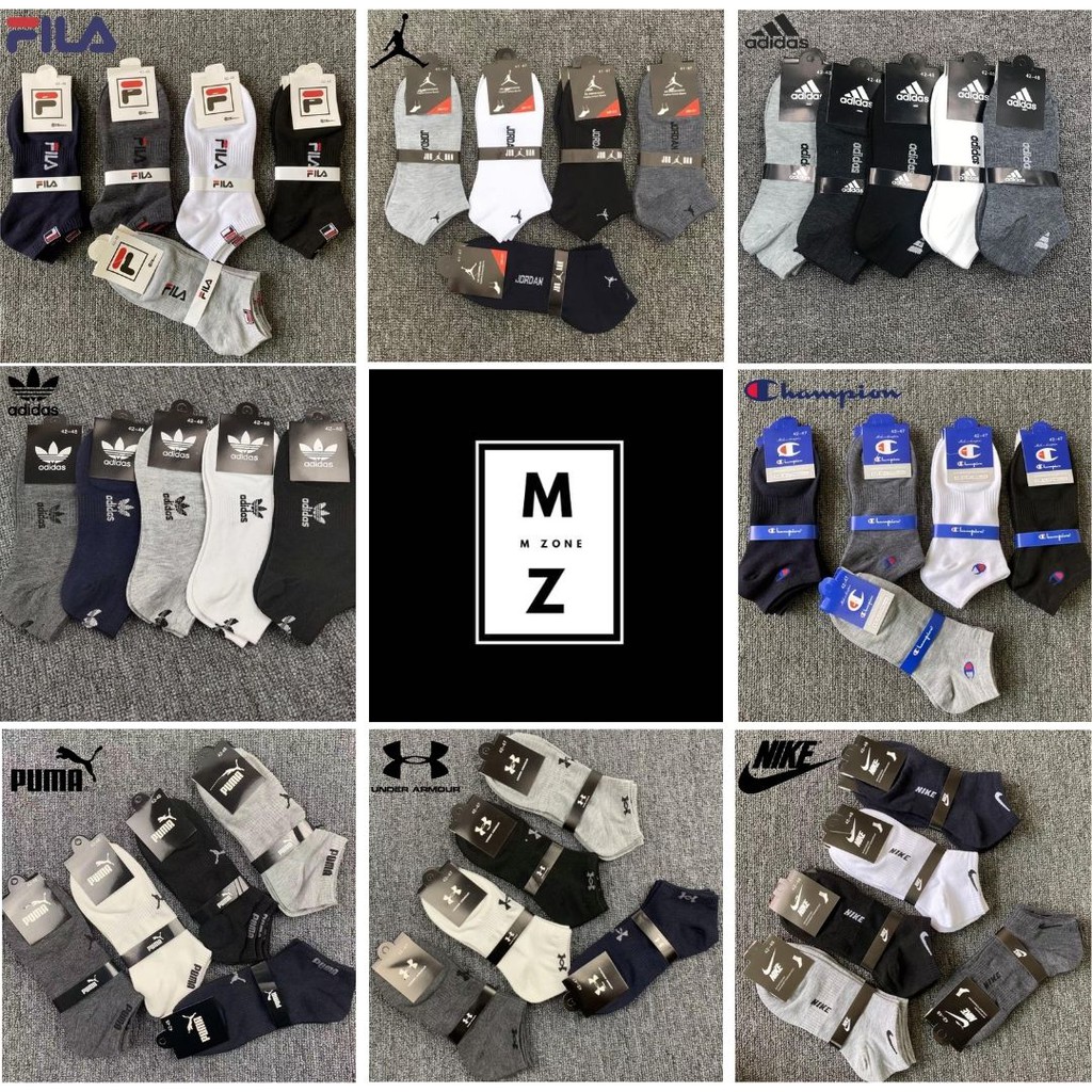 (MY Seller)Branded Ankle Socks Running Sneakers Sports Stoking Stokin For Men Women Unisex Cotton 运动短袜 纯色袜子(MZSOCKS001)