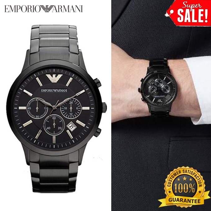 armani watches ar2453 gents black stainless steel watch