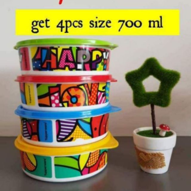 Pop-a-Bowl Tupperware 700ml (4 item)