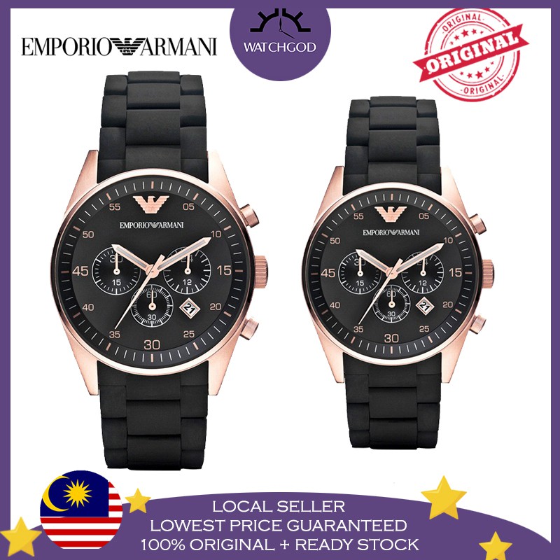 Authentic] Emporio Armani Tazio Couple Set Chronograph Original Men Women  Watch Jam Tangan Lelaki Wanita AR5905 AR5906 | Shopee Malaysia