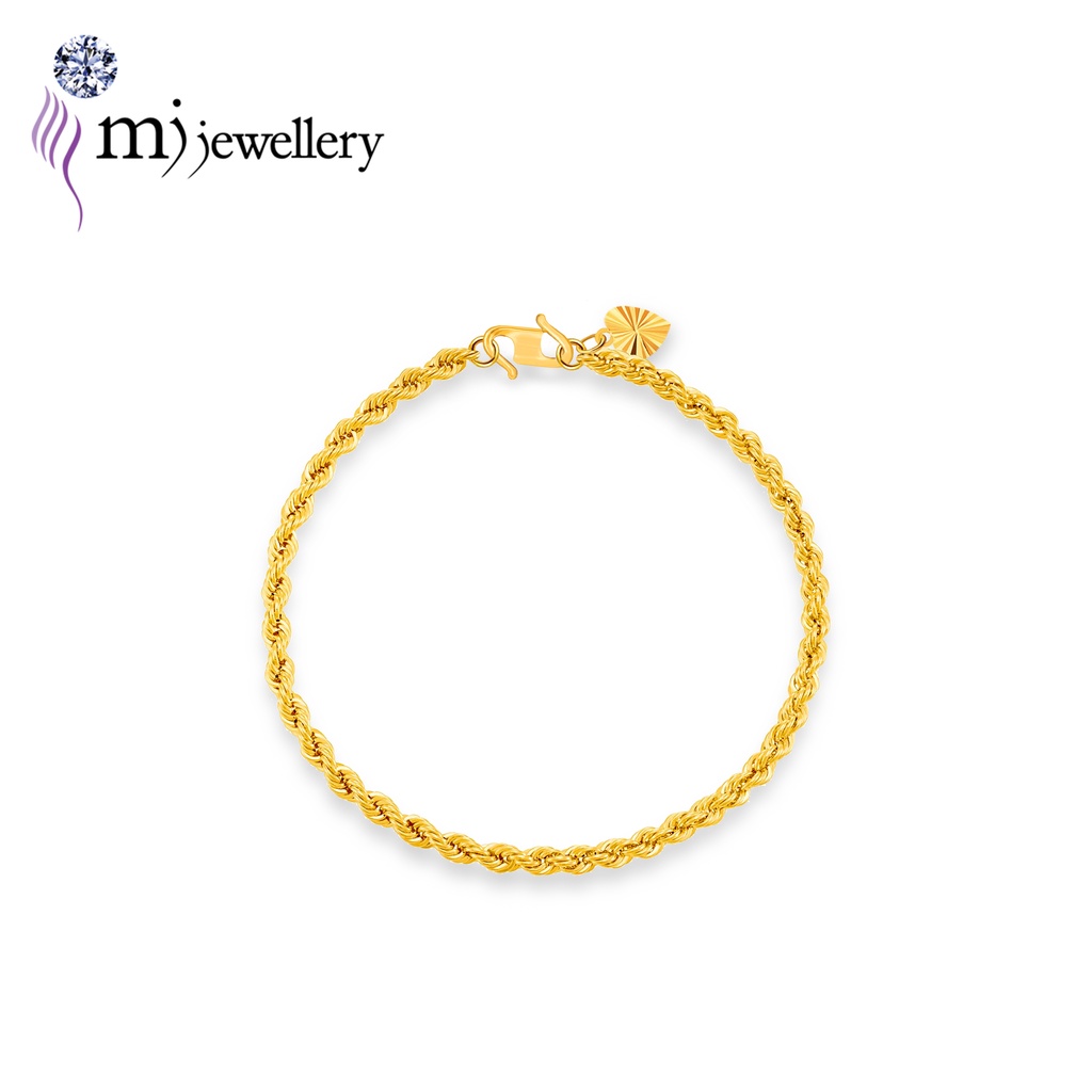 MJ Jewellery 375 Hollow Rope Gold Bracelet/Rantai Tangan Pintal Kosong