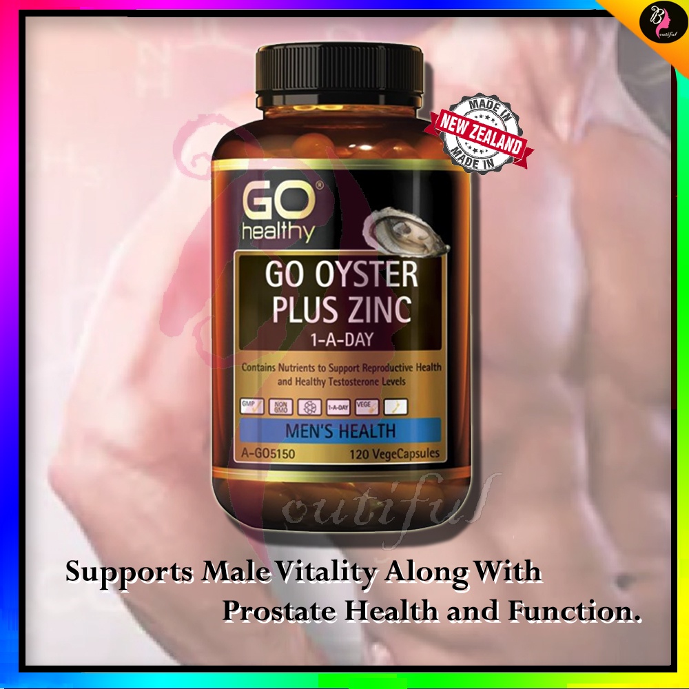 GO Healthy Oyster Plus Zinc Man Health Supplement 120 Vege Capsules Support Testosterone Levels生蚝补锌胶囊