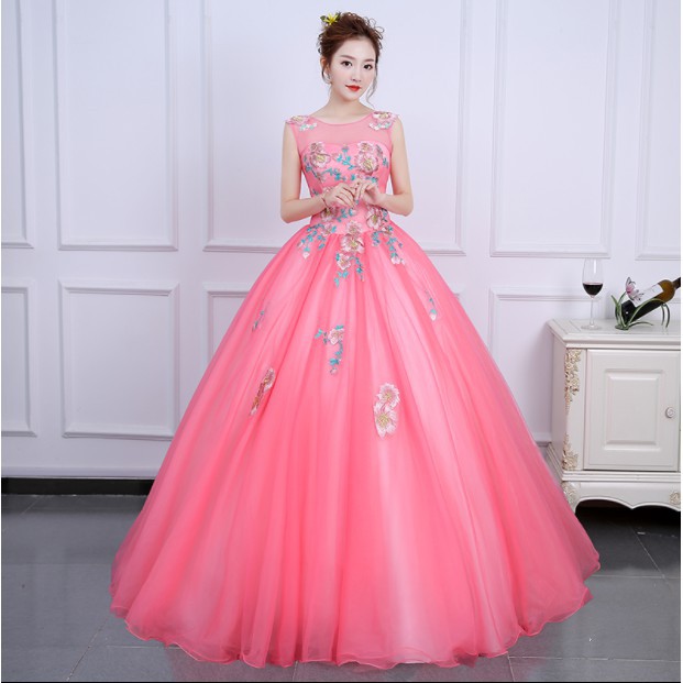 pink colour princess dress