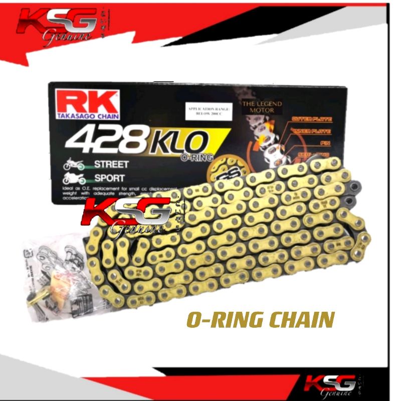 Rk Takasago 428 Gold Chain O Ring Rantai Motor 428 O Ring Gold For Motorcycle 428 Sprocket 428klo 122l 428klo 132l Shopee Malaysia