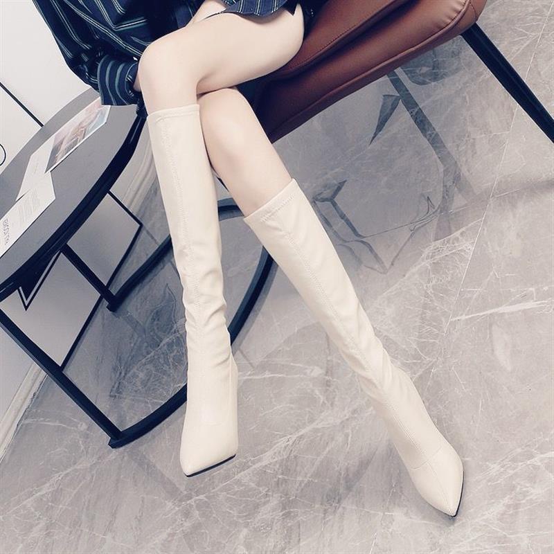 Women's boots but knee sex pointed high heel elastic stiletto thin long boots below the knee 2022 sexy pointed high heels elastic high boots thin heels thin boots