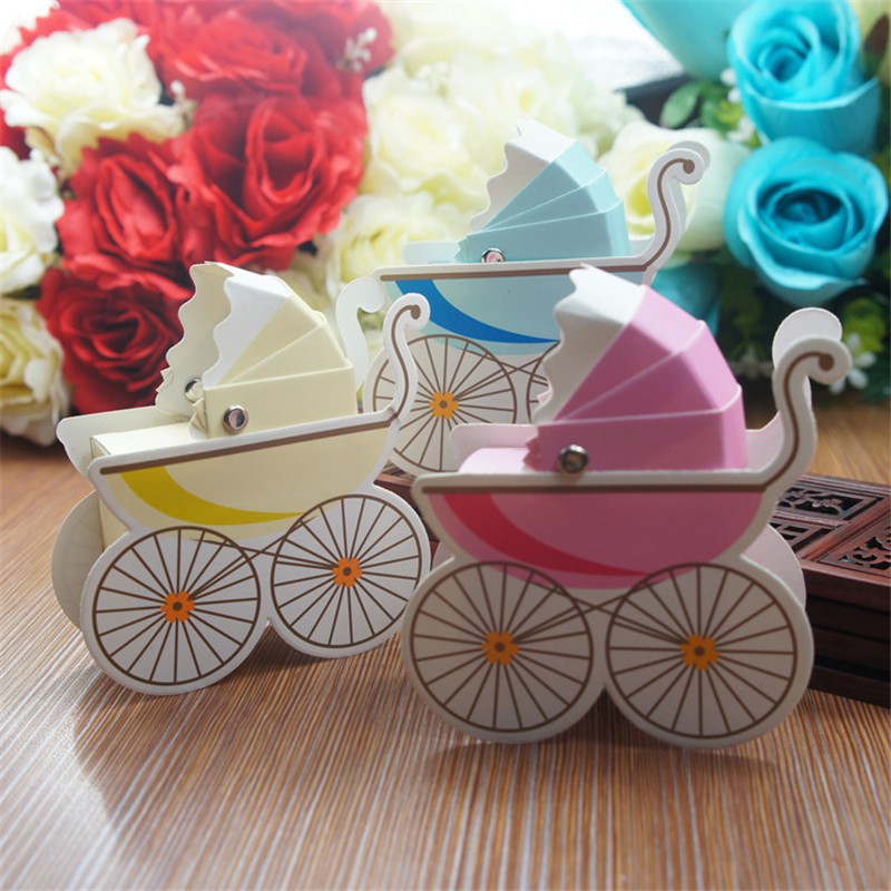 50pcs Paper Baby Kids Pram Carriage Shower Birthday Candy Wedding