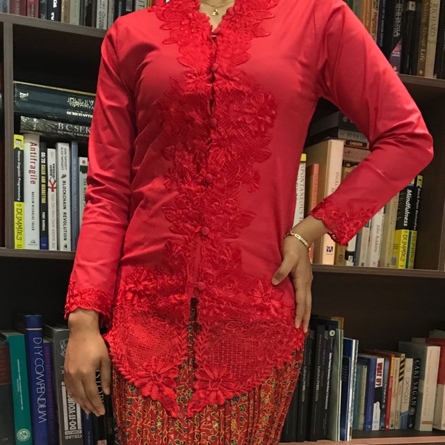 Baju Kebaya Moden Cotton (Red) RM75 (baju sahaja)