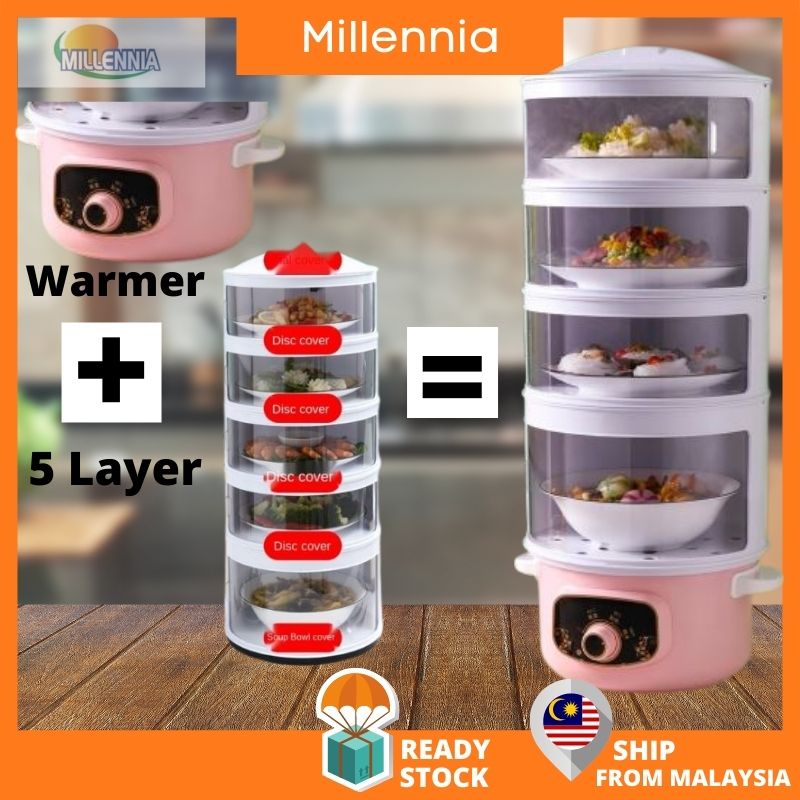 🔥Ready stock🔥 Mutiple Function Digital 5 Layer Electric Heating Food  Steamer Warmer Hot Pot Dish Cover Penutup Makanan.