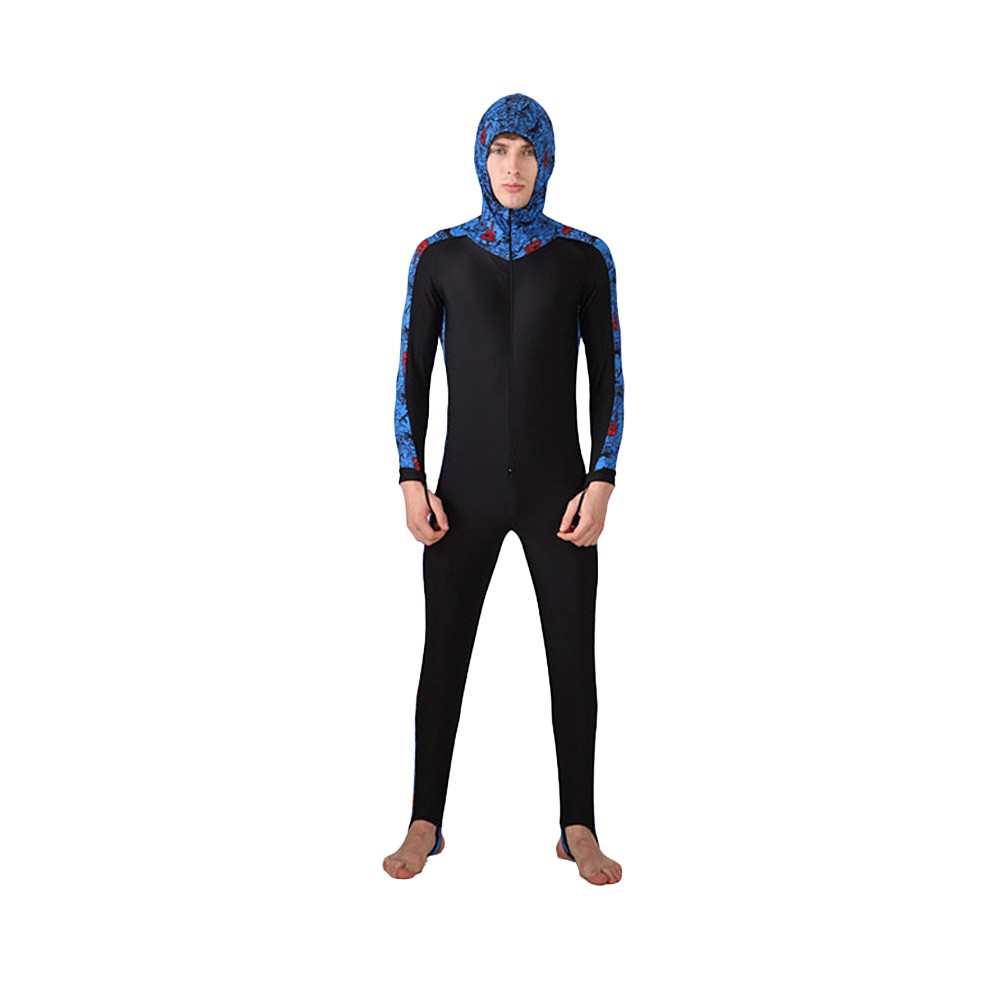 On Sale Men S One Piece Quick Dry Swimsuit With Cap Rash Guard Surfwear Lycra Swimwear With Front Zip Diving Suit Shopee Malaysia