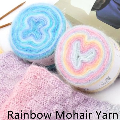 100 g / 300 Meters Rainbow Angola Amorous Mohair Wool Yarn Plush Fine Wool Crochet Hand Knitting yarn DIY FOR sweater blanket