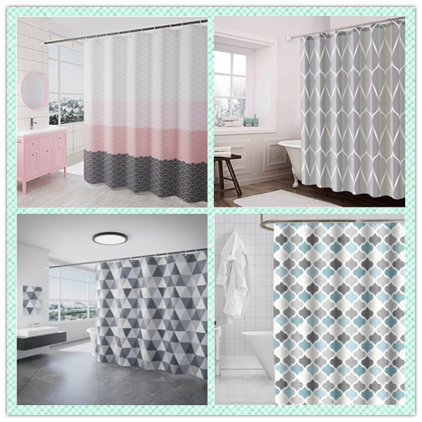 Nordic Wifi Shower Curtain Geometric, Extra Large Shower Curtain