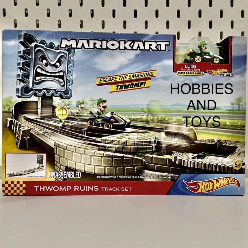 [ORIGINAL] HOT WHEELS MARIOKART LUIGI THWOMP RUINS TRACK SET Shopee