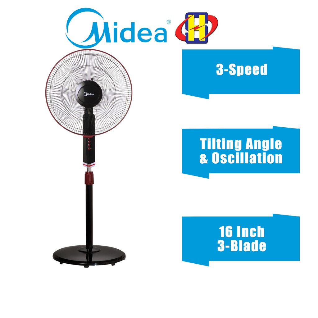 Midea Stand Fan 16 Inch 3 Speed Tilting Angle Oscillation Fan Mf 16fs10n Shopee Malaysia