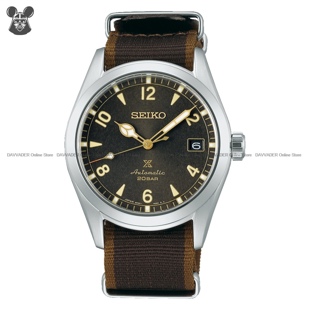 Seiko Spb J Spb Men S Prospex Alpinist Date Magnifier Automatic Nylon Strap Brown