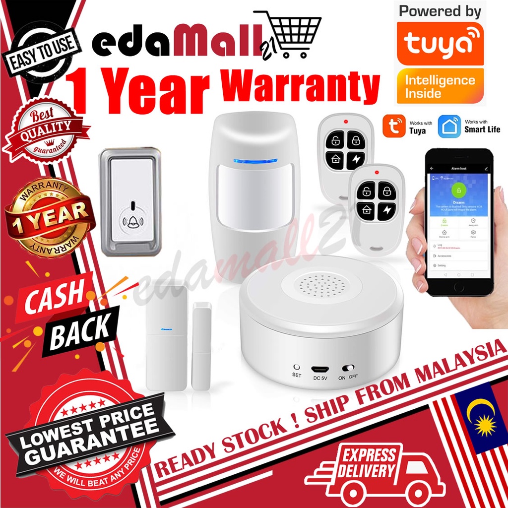 TUYA WIFI SMART LIFE Wireless Home Alarm System Set Phone APP Control Free Door Bell System Smart Home