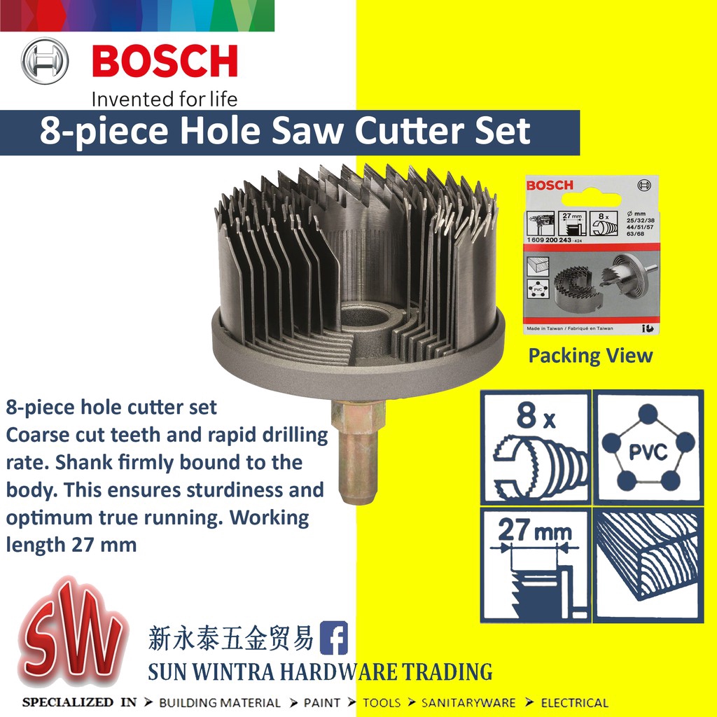 Bosch 8pieces Hole Saw Cutter set 25mm to 68mm 1609200243 Shopee