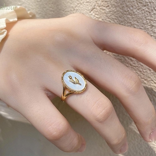 AHOUR Accessories Flower Ring Girls Tulip Flower Open Rings Shell French Gifts Metal Weddings Vintage Women Jewelry/Multicolor