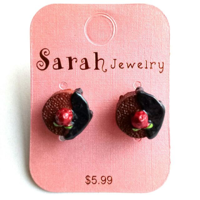 FS 3D Handmade Chocolate Cake Resin Minuature Stud Earings Earrings Miniature Shaped Baking