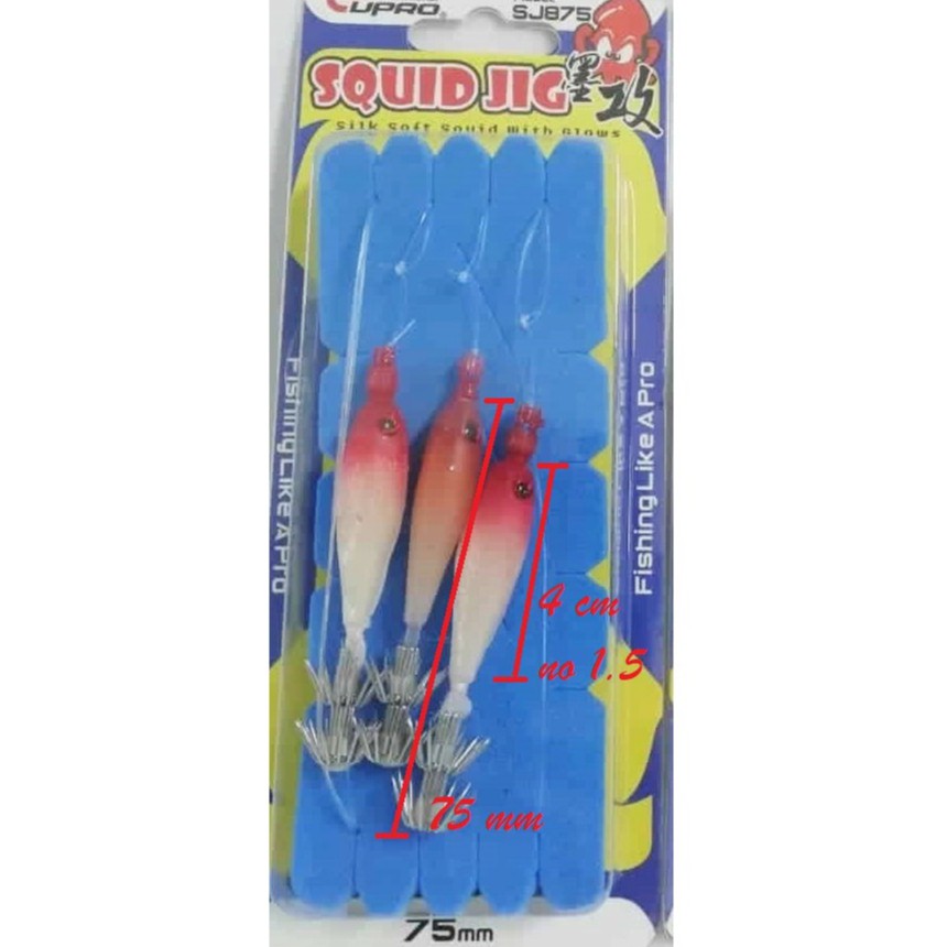 EUPRO SQUID SILK SOFT WITH GLOWS JIG HOOK (3Pcs/Pack)