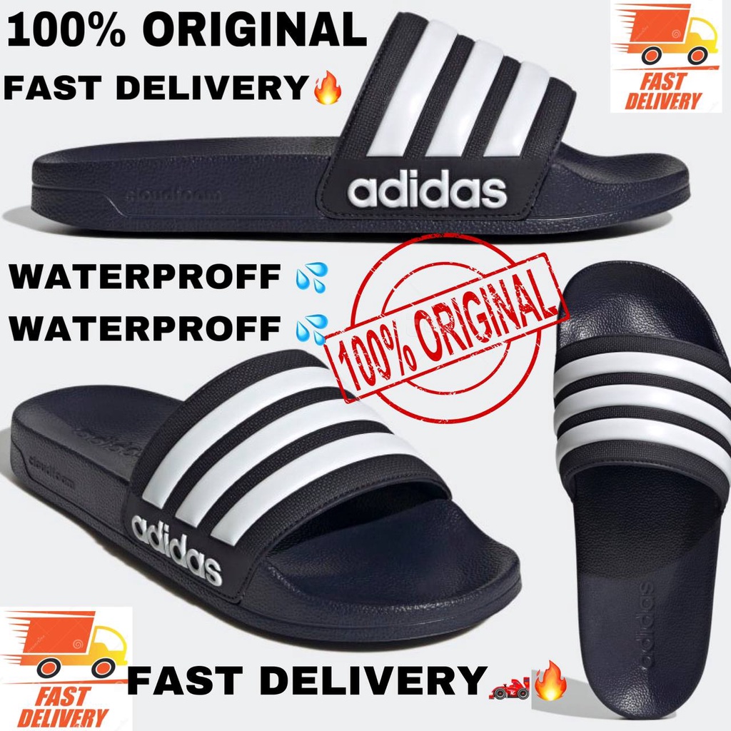 ADIDAS ADILETTE SHOWER SLIDES sandal SOFT,WATERPROOF,DURABLE (DARK BLUE) |  Shopee Malaysia