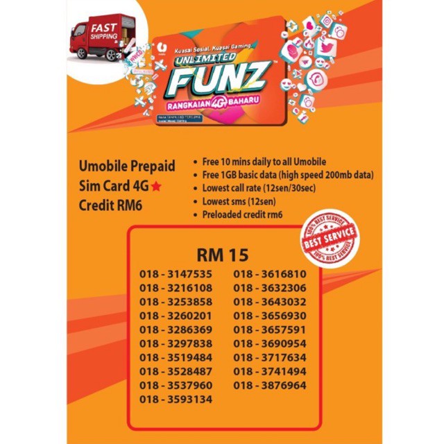 Umobile Prepaid Sim Card 4G 🌟Credit RM6 | Shopee Malaysia