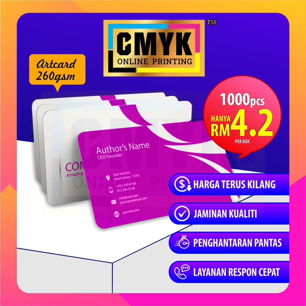 Harga Kilang Business Card Name Card Loyalty Card Standard Size Art Card 260gsm Harga Printing Sahaja Shopee Malaysia