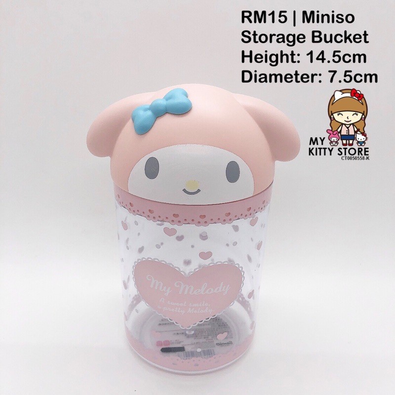  Miniso X Sanrio  My Melody Desktop Storage Bucket Shopee 