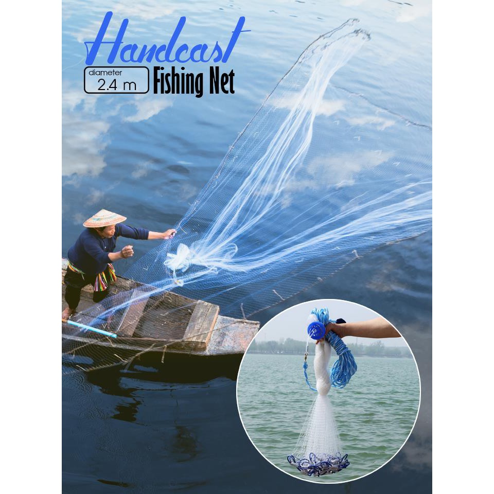 JALA IKAN 2.4m Nylon monofilament Drawstring Fishing Net | Shopee Malaysia