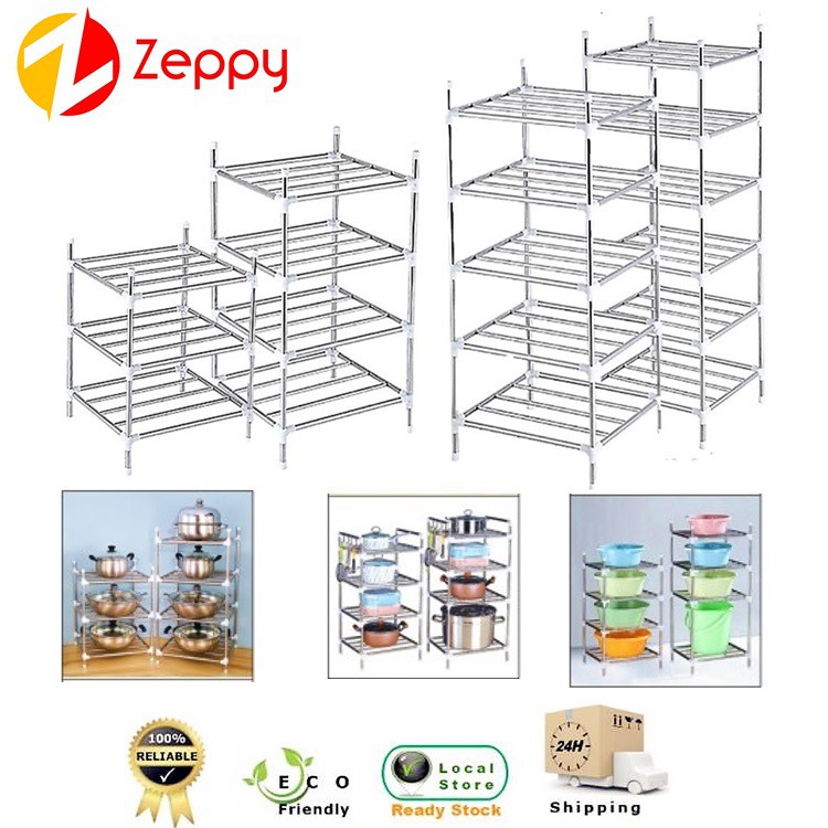 3 4 5 6 Tier Multi Function Stainless Steel Storage Kitchen Shelf Organizer Rack Shopee Malaysia